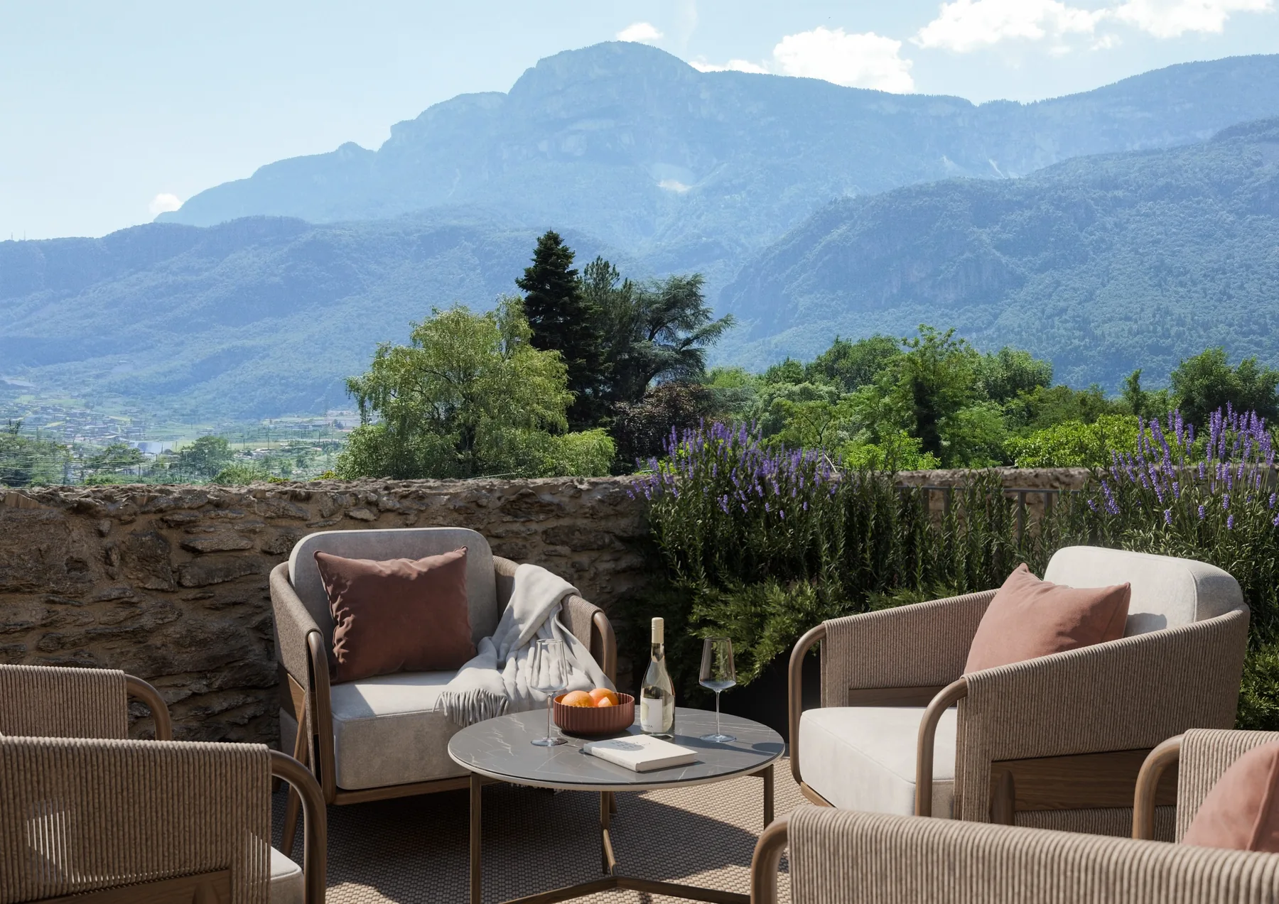 Terrasse mit Blick auf das Etschtal